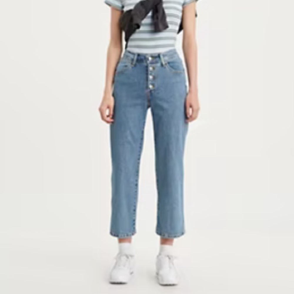 LEVI'S Mile High Cropped Wide Leg Stoned Out Jeans
